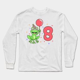 I am 8 with frog - kids birthday 8 years old Long Sleeve T-Shirt